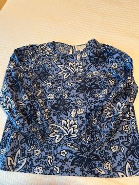 Sail to Sable Blue and Navy Floral Top